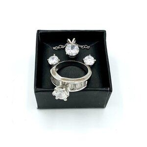 Cubic Zirconia Round Set - Necklace, Earrings & Ring in Box